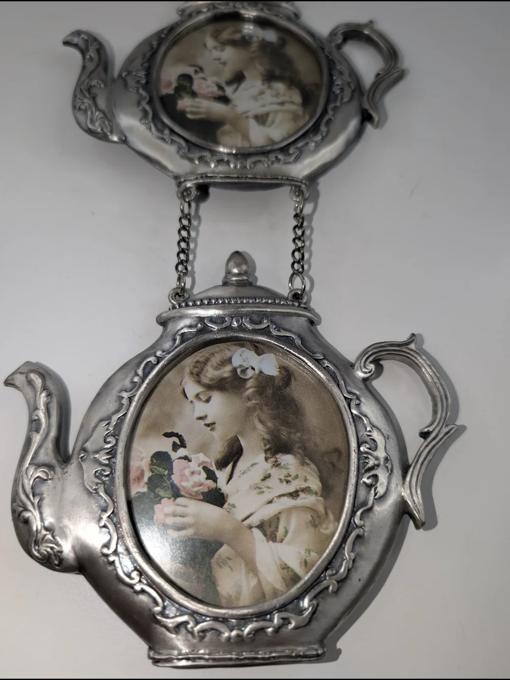 Shabby Chic French Country Silver Teapot Multi Photo Hanging Wall Frame